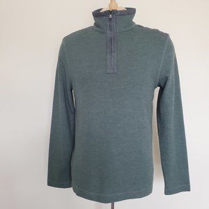 Banana Republic Medium Texture Woven 1/4 Zip Green